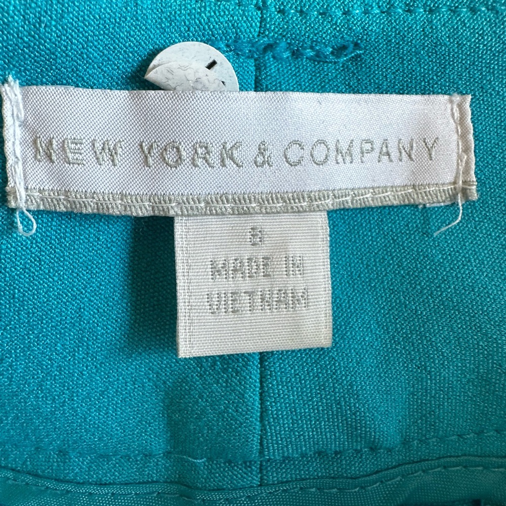 💙 New York & Company Turquoise Career Pants Size 8 Stretch Trousers - Picture 3 of 8